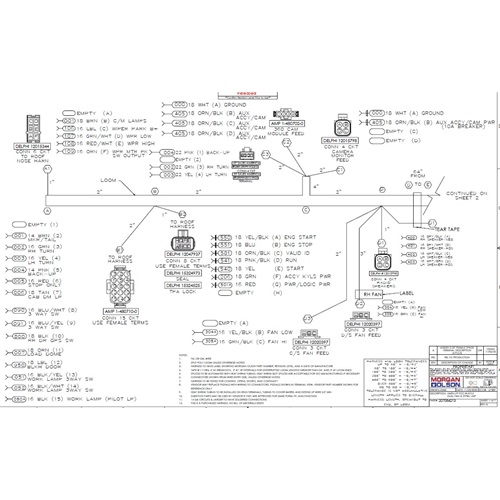 drawing of wiring harness Morgan Olson P/N 207084213
