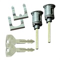 key cylinder, retaining clip and key