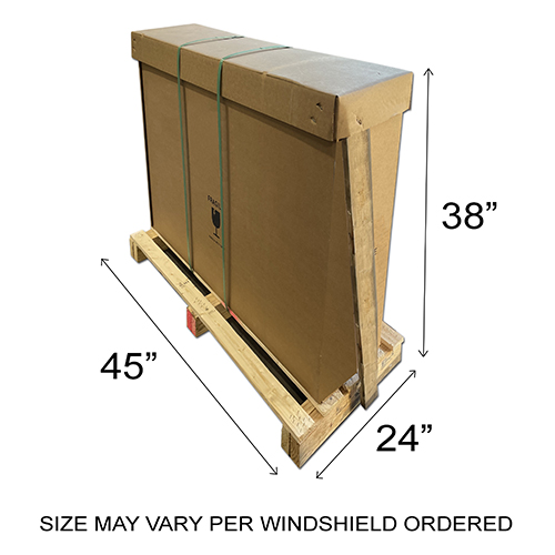 image - windshield crated and banded to a pallet